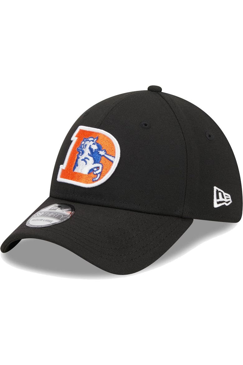 Men's New Era Black Denver Broncos Throwback Main 39THIRTY Flex Hat, Main, color, Black