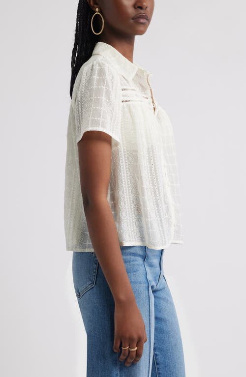 Treasure & Bond Sheer Embroidered Button-up Shirt In White