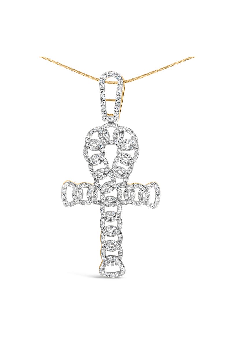 10K Yellow Gold 1.00 Cttw Ankh Cross Pendant, Alternate, color, Yellow