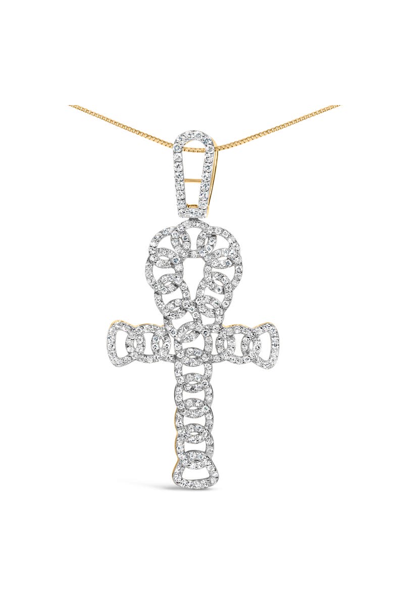 Haus of Brilliance 10K Yellow Gold 1.00 Cttw Ankh Cross Pendant, Alternate, color, Yellow