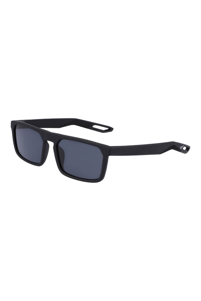 NV03 55mm Rectangular Sunglasses, Alternate, color, MATTE BLACK/ DARK GREY