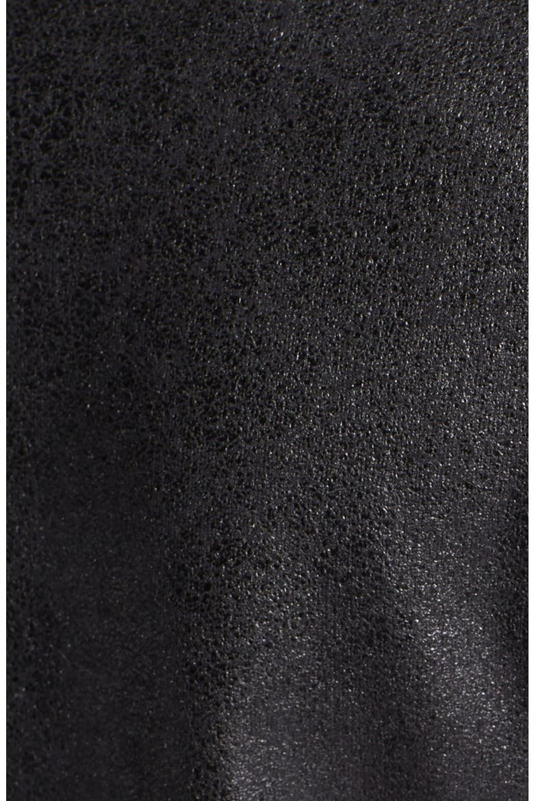 Foiled Faux Leather Trim Blazer, Alternate, color, BLACK