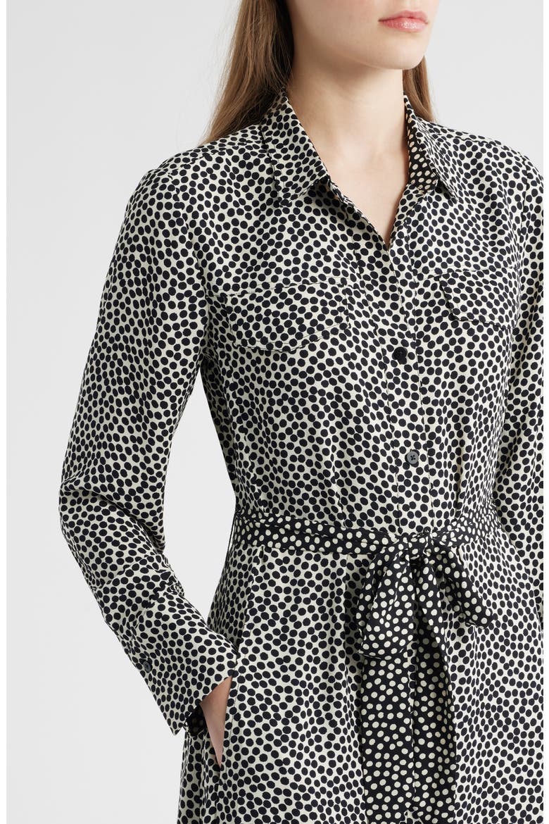 Spotted Around Long Sleeve Midi Shirtdress, Alternate, color, BLACK MULTI
