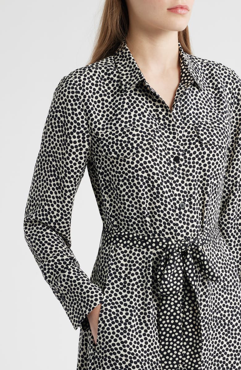 NIC+ZOE Spotted Around Long Sleeve Midi Shirtdress, Alternate, color, Black Multi