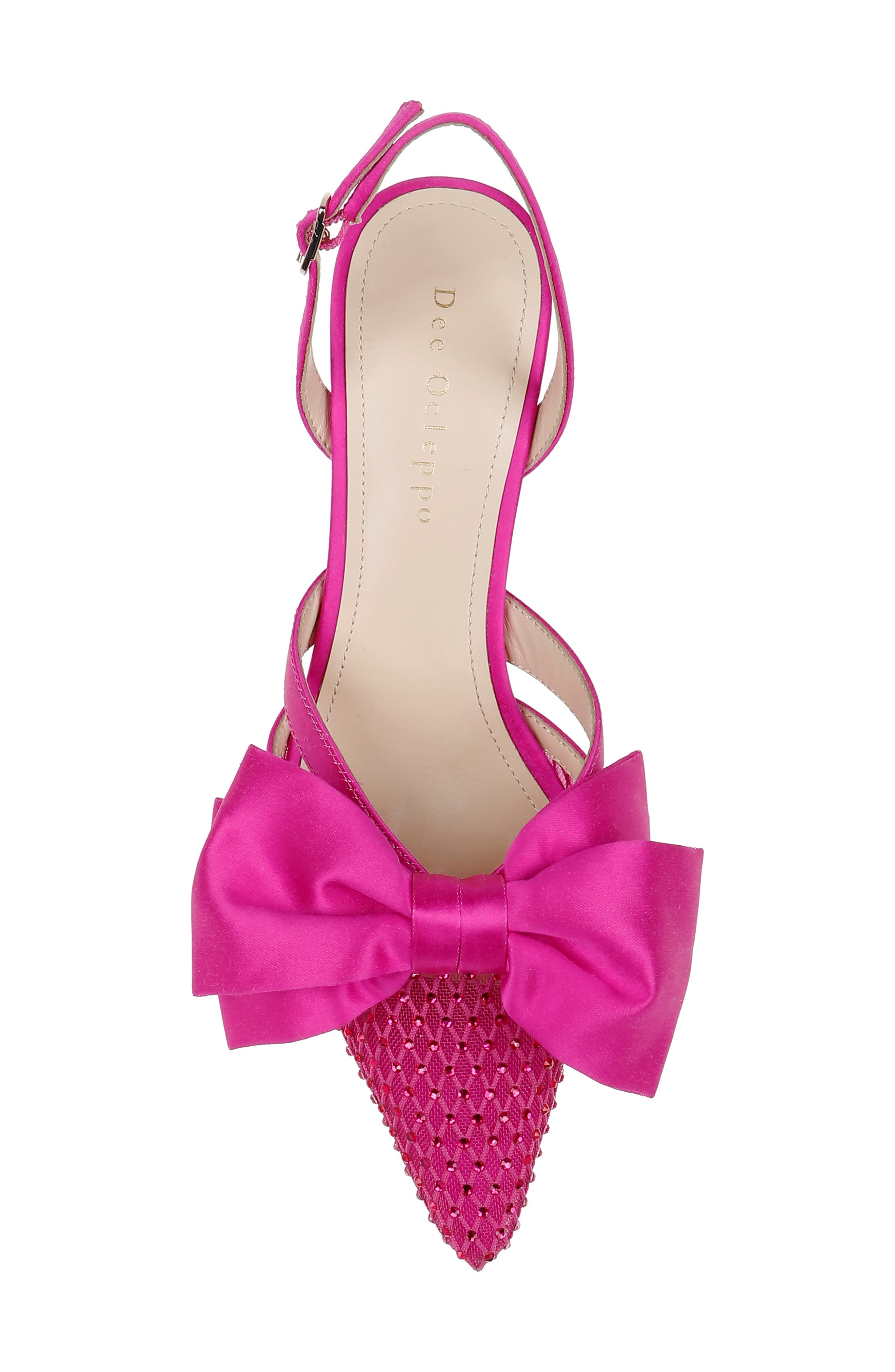 Dee Ocleppo Brazil Crystal Bow Slingback Pump, Alternate, color, Pink Satin