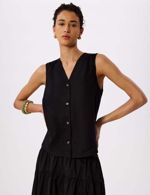 Laura Linen Button Up Tank Top