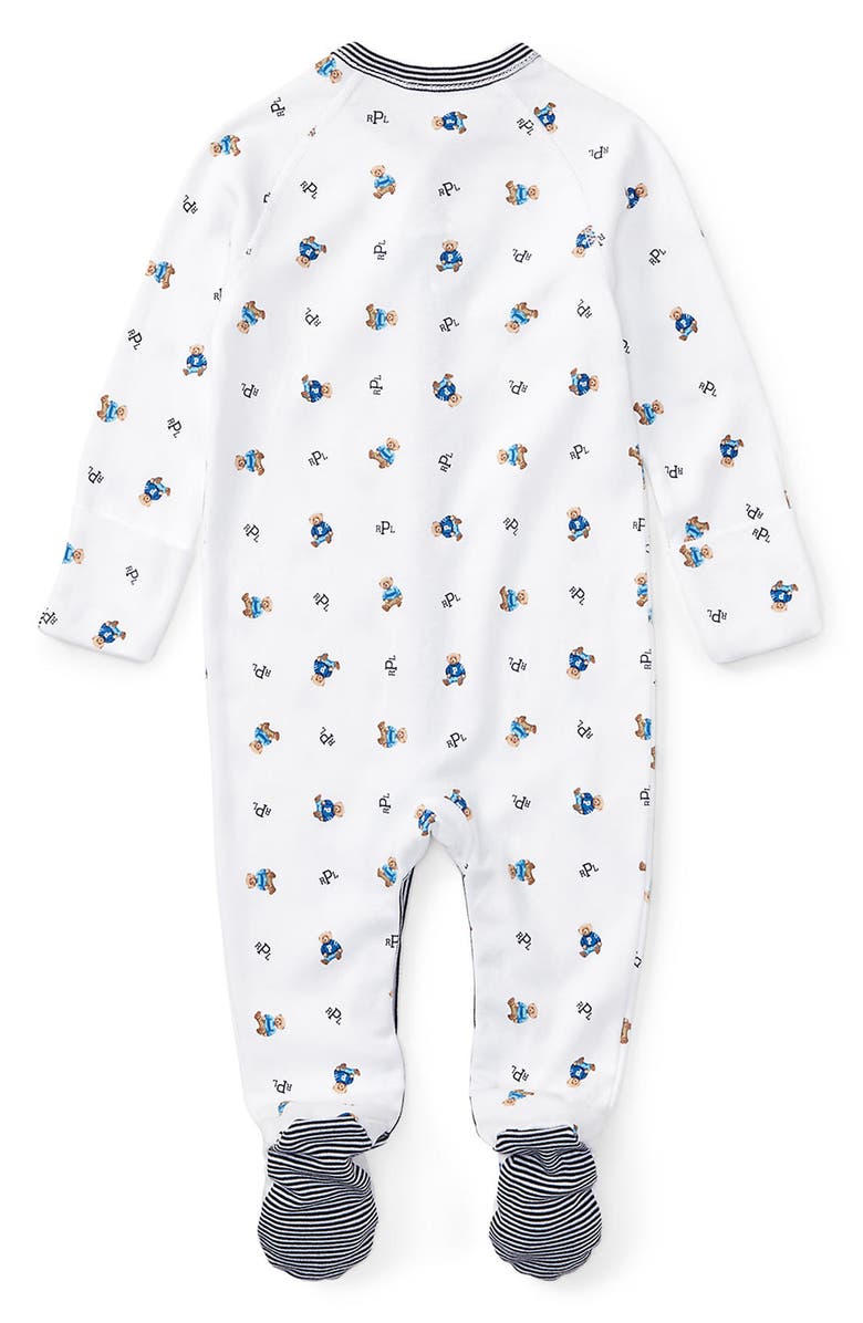Ralph Lauren Print Footie, Alternate, color, White Bear Print