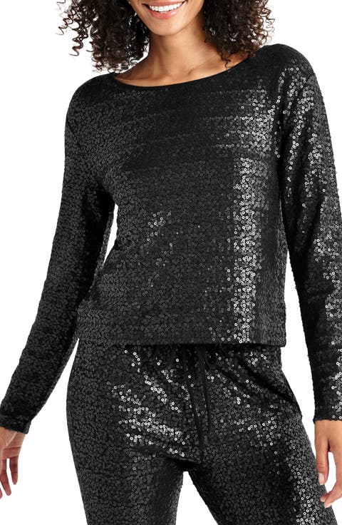 Tavi Sequin Long Sleeve Top