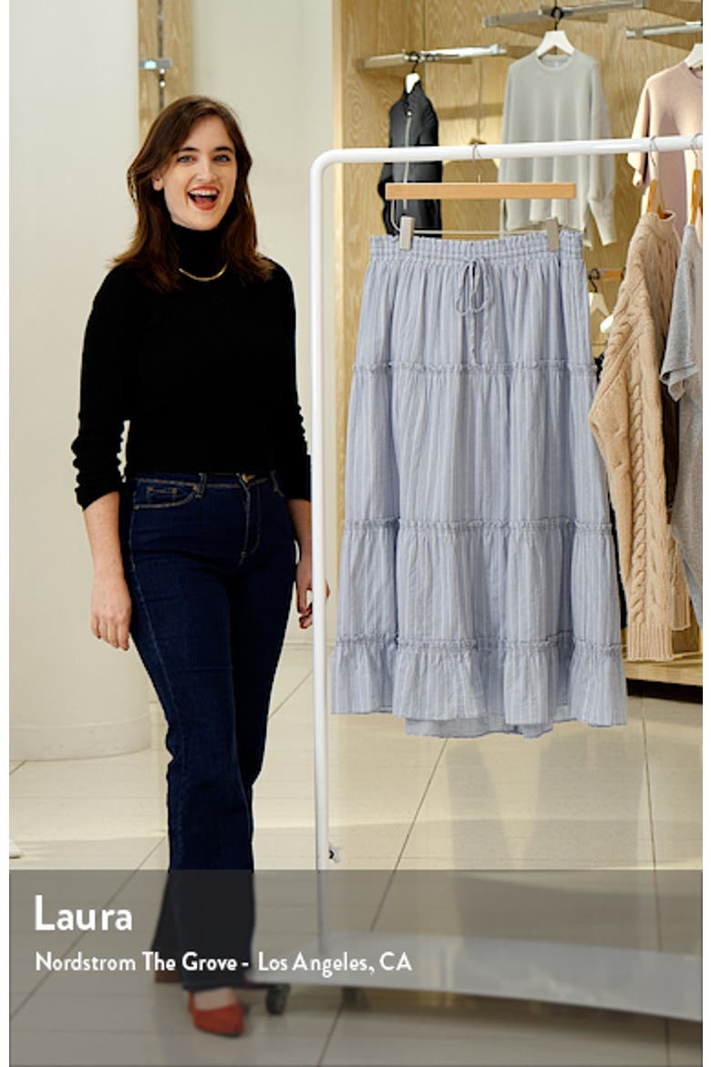 Striped Ruffle Tiered Pull-On Maxi Skirt video