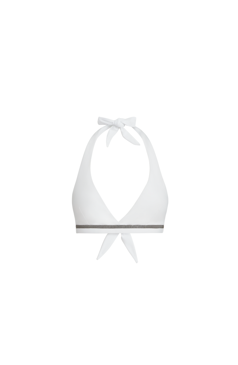 Brunello Cucinelli Techno jersey bikini top with monili, Alternate, color, White