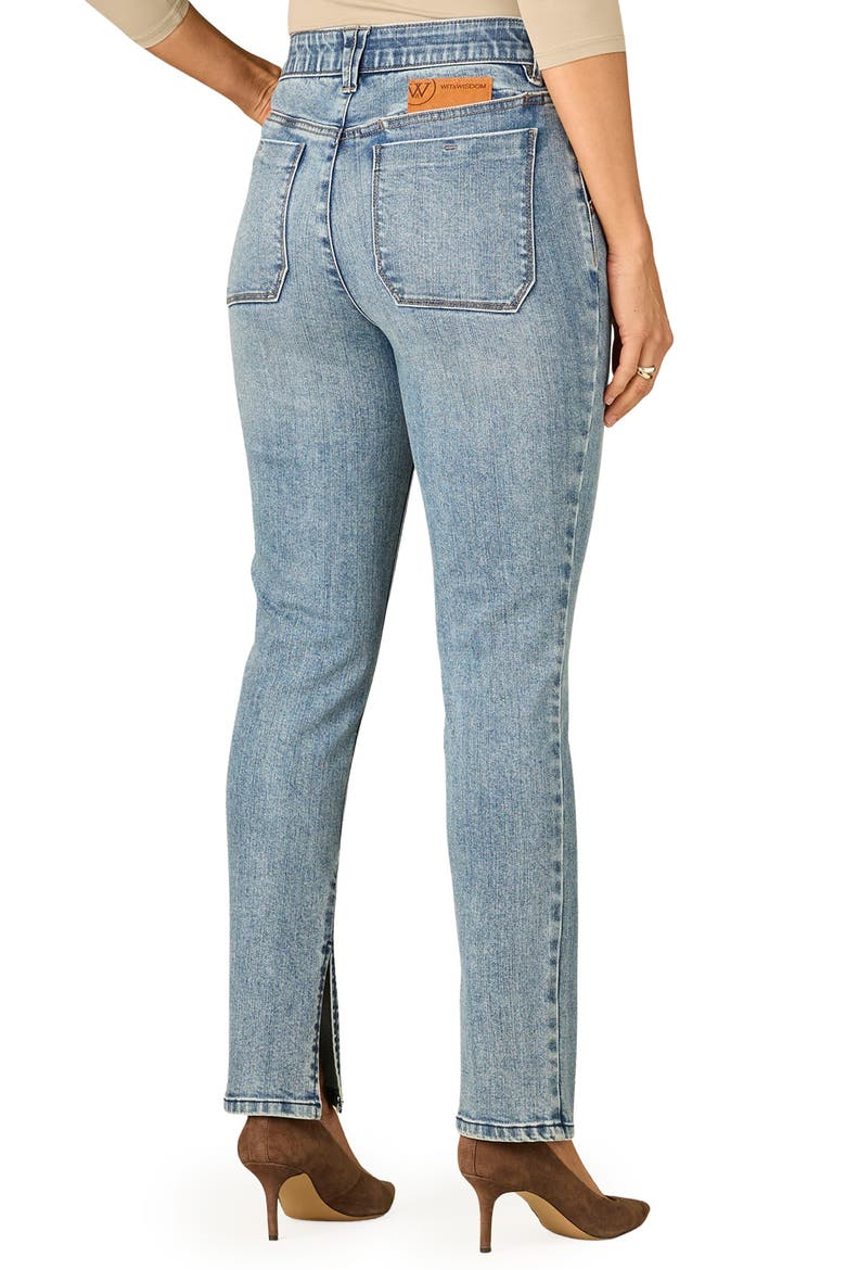 Side Slit High Waist Cigarette Jeans, Alternate, color, BLUE