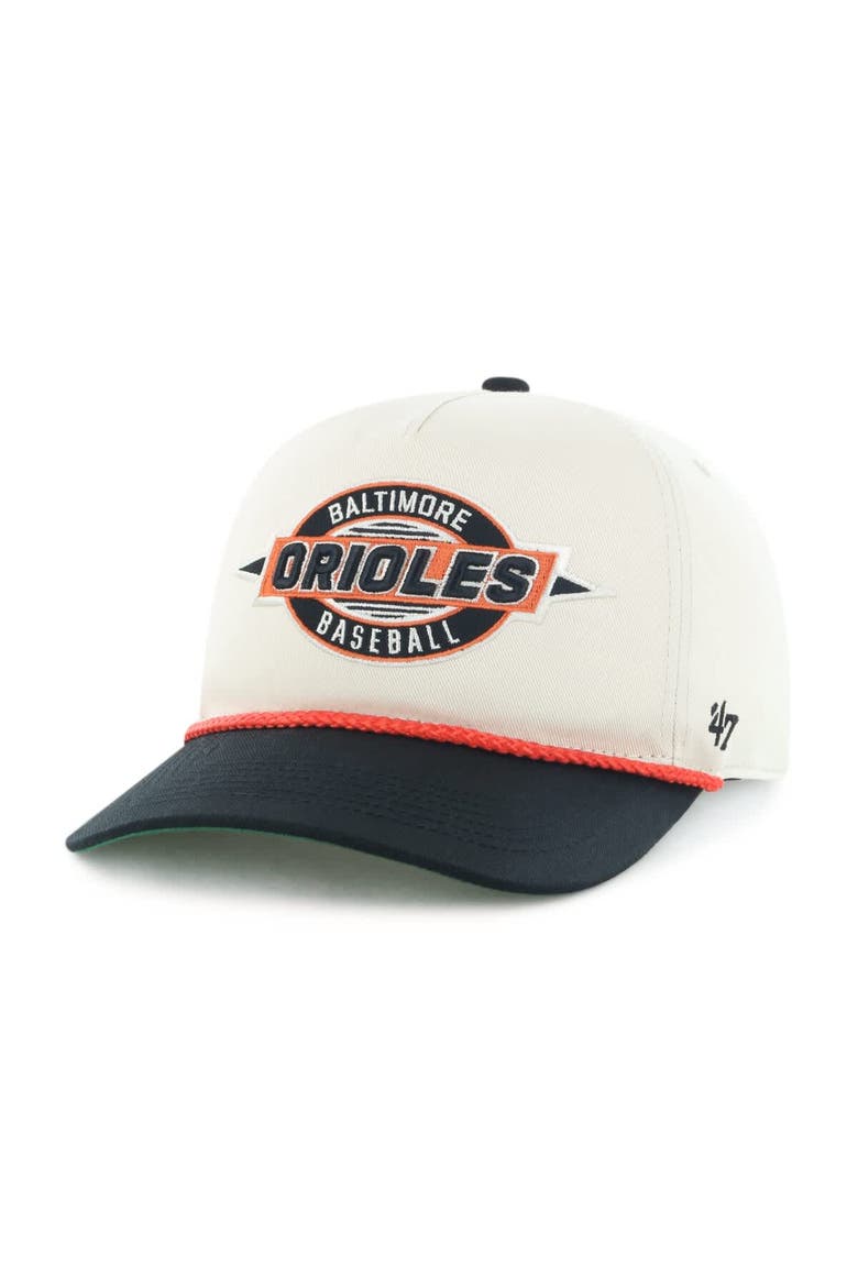 Men's '47 Natural/Black Baltimore Orioles Frame Out Hitch Adjustable Hat, Alternate, color, Natural