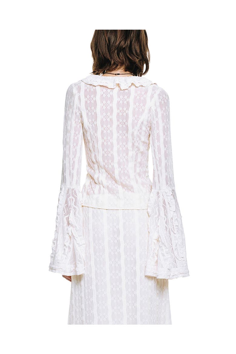 Floral Ruffle Stretch Lace Blouse, Alternate, color, Cream