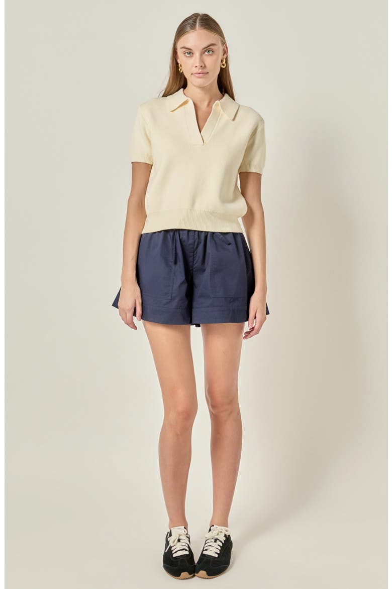 Cotton Poplin Drawstring Shorts, Alternate, color, NAVY