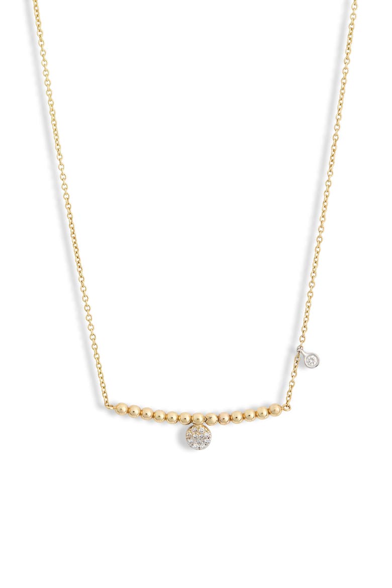 Ball Chain Bar Necklace - 0.1ct., Main, color, TWO TONED YELLOW GOLD