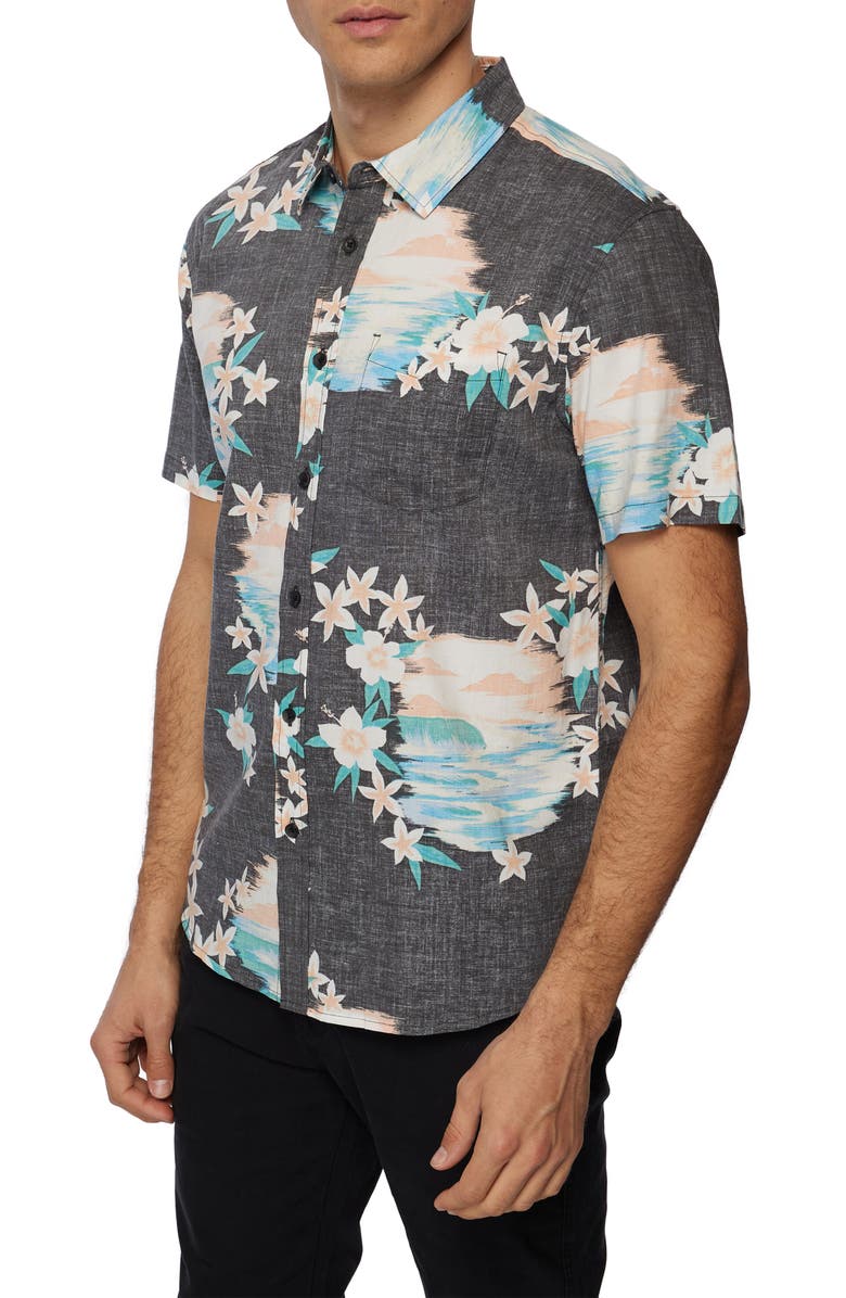 O'Neill Standard Fit Lei Over Short Sleeve Button-Up Shirt, Alternate, color, 