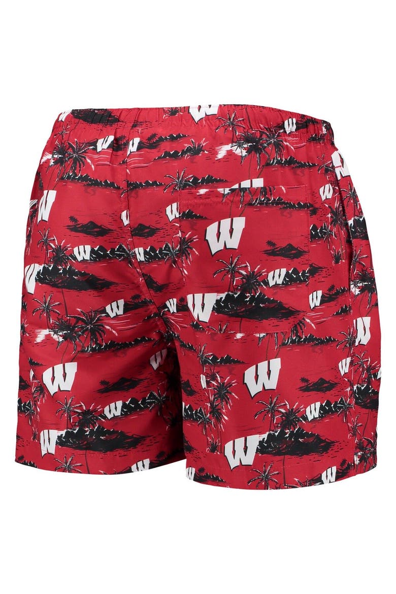 Men's FOCO Red Wisconsin Badgers Island Palm Swim Trunks, Alternate, color, Red