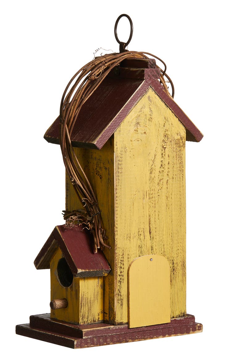Solid Wood Cottage Decorative Outdoor Garden Birdhouses, Alternate, color, Yellow