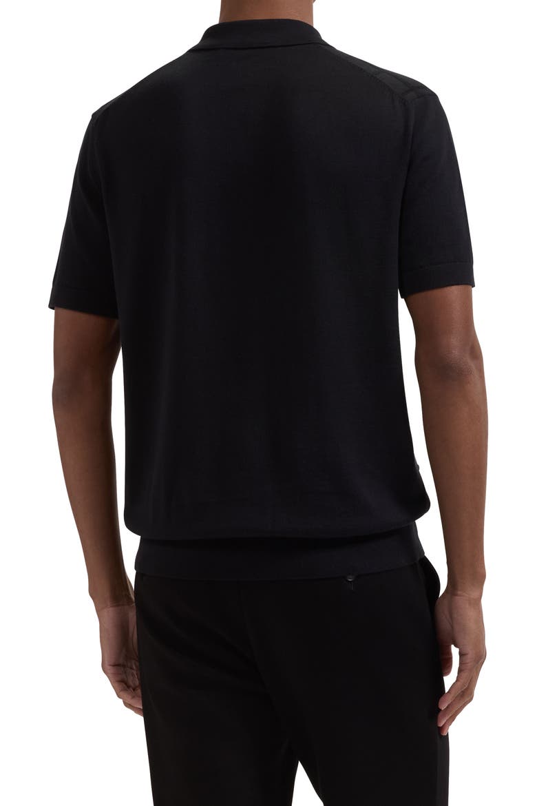 Textured Grid Polo Sweater, Alternate, color, BLACK
