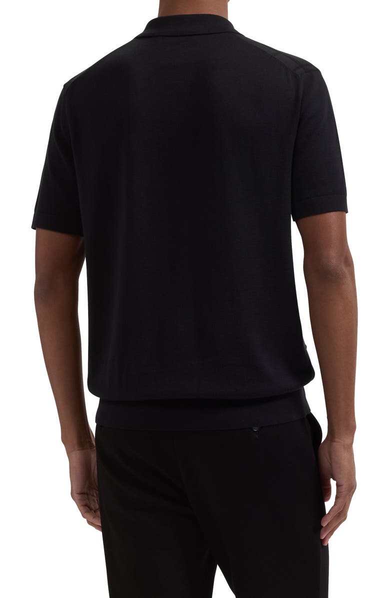 Bugatchi Textured Grid Polo Sweater, Alternate, color, Black