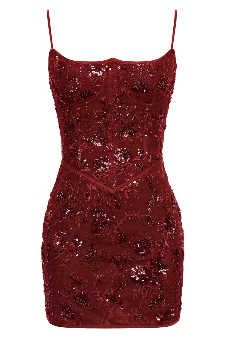 Beaded Embellished Minidress, Alternate, color, CABERNET