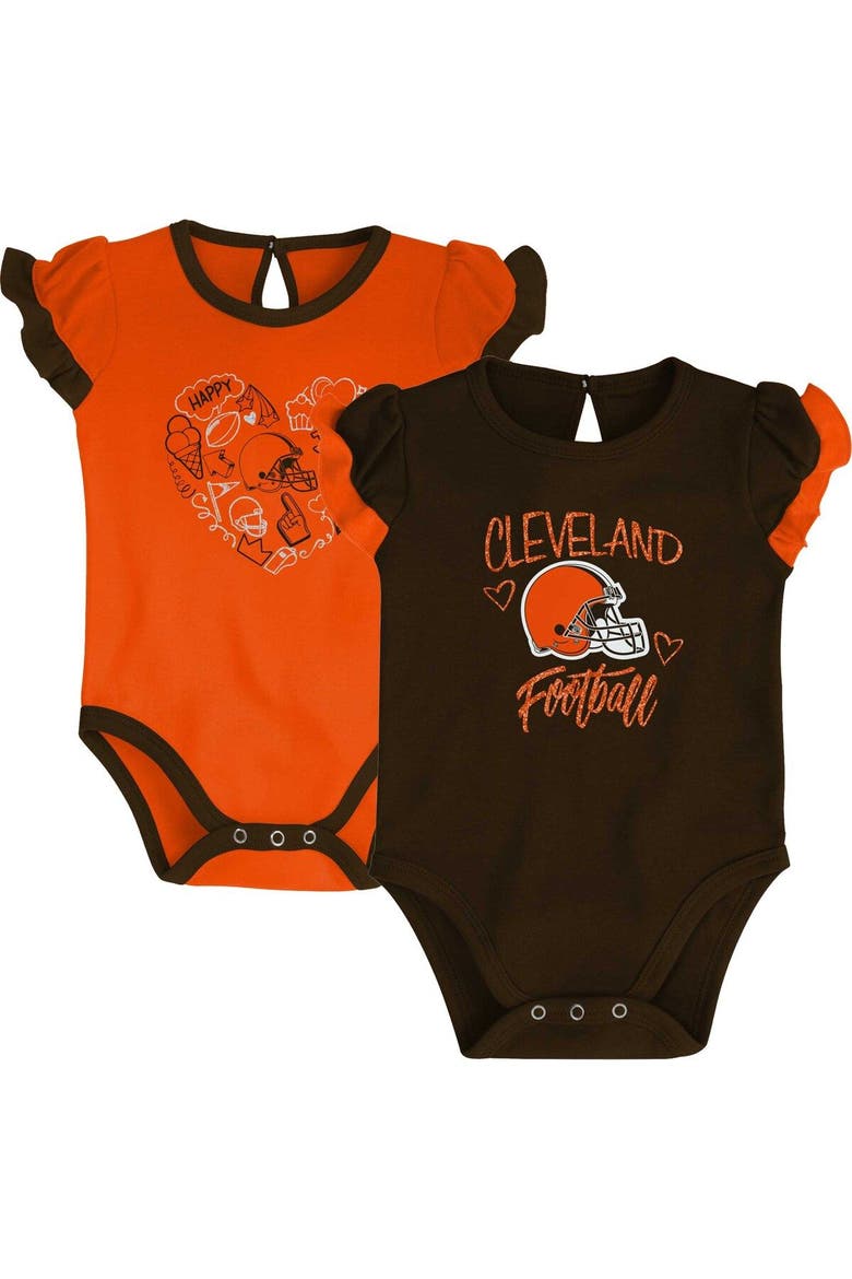 Newborn & Infant Brown/Orange Cleveland Browns Too Much Love Two-Piece Bodysuit Set, Main, color, Brown
