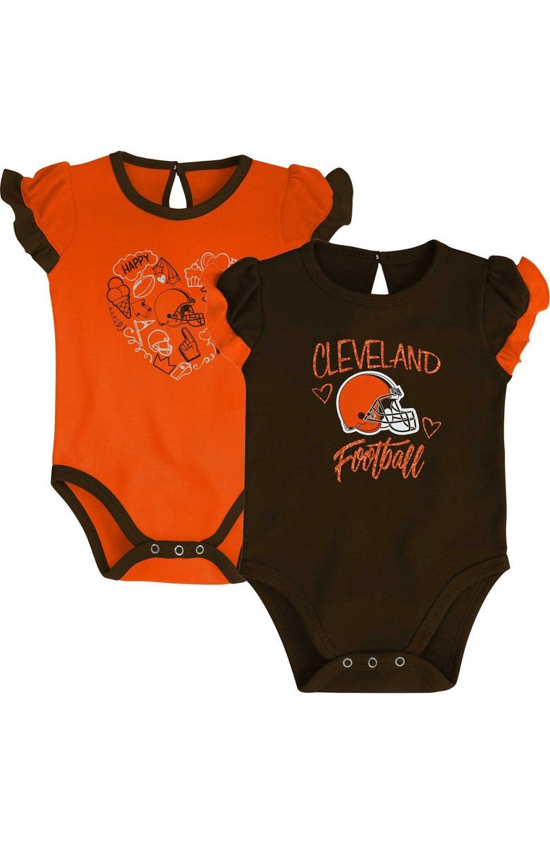 Outerstuff Newborn & Infant Brown/Orange Cleveland Browns Too Much Love Two-Piece Bodysuit Set, Main, color, Brown