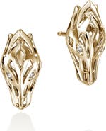 John Hardy Naga Stud Earrings in 14K Gold & Diamonds
