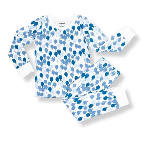 Norani Kids Organic Two-piece Pajama Set In Blue Balloons