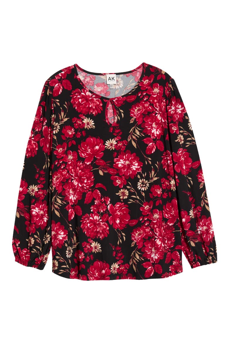 Keyhole Long Sleeve Top, Alternate, color, ANNE BLACK MULTI