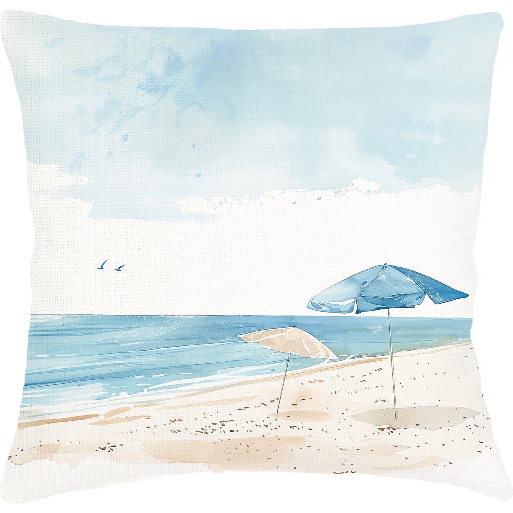 Anaya Barefoot Beach Linen Pillow 20x20 With Down Alternative Insert In Blue
