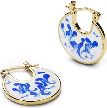 ana luisa アナルイサ ピアス ASH DOUBLE MARBLE BLUE 14K Double Hoop Earrings - Ash Double Marble Blue | Ana Luisa
