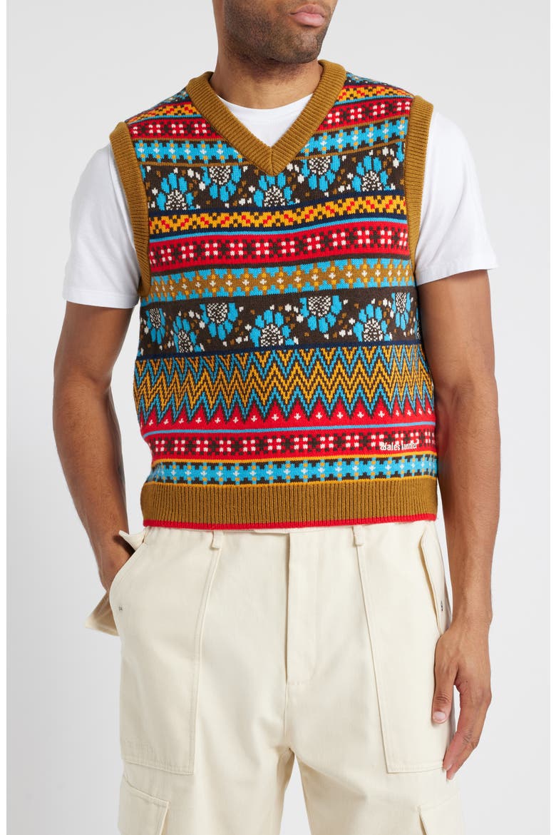 Fair Isle Vest, Main, color, BROWN MULTICOLOR