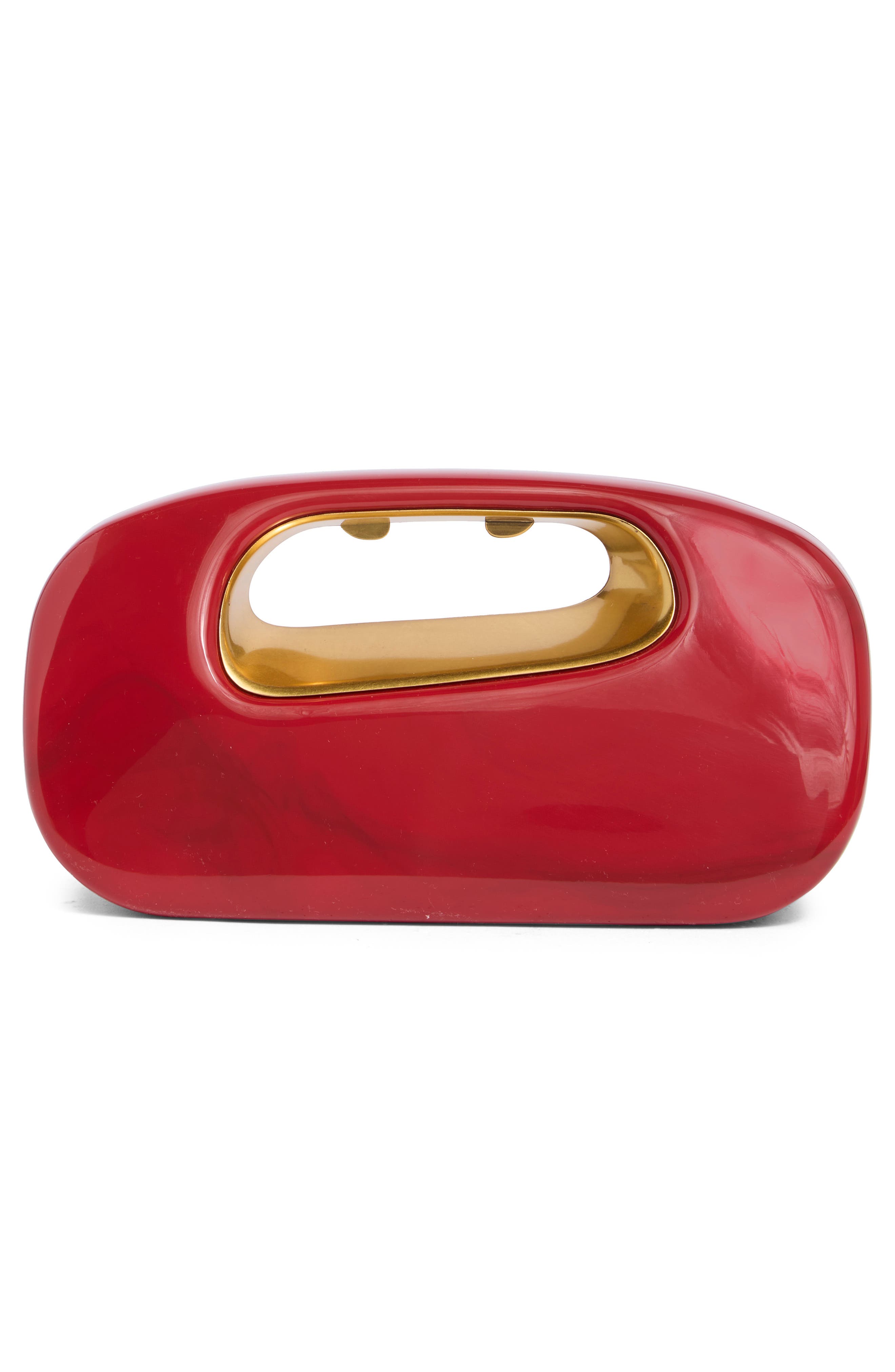 Amara Acrylic Clutch, Alternate, color, VERMILION