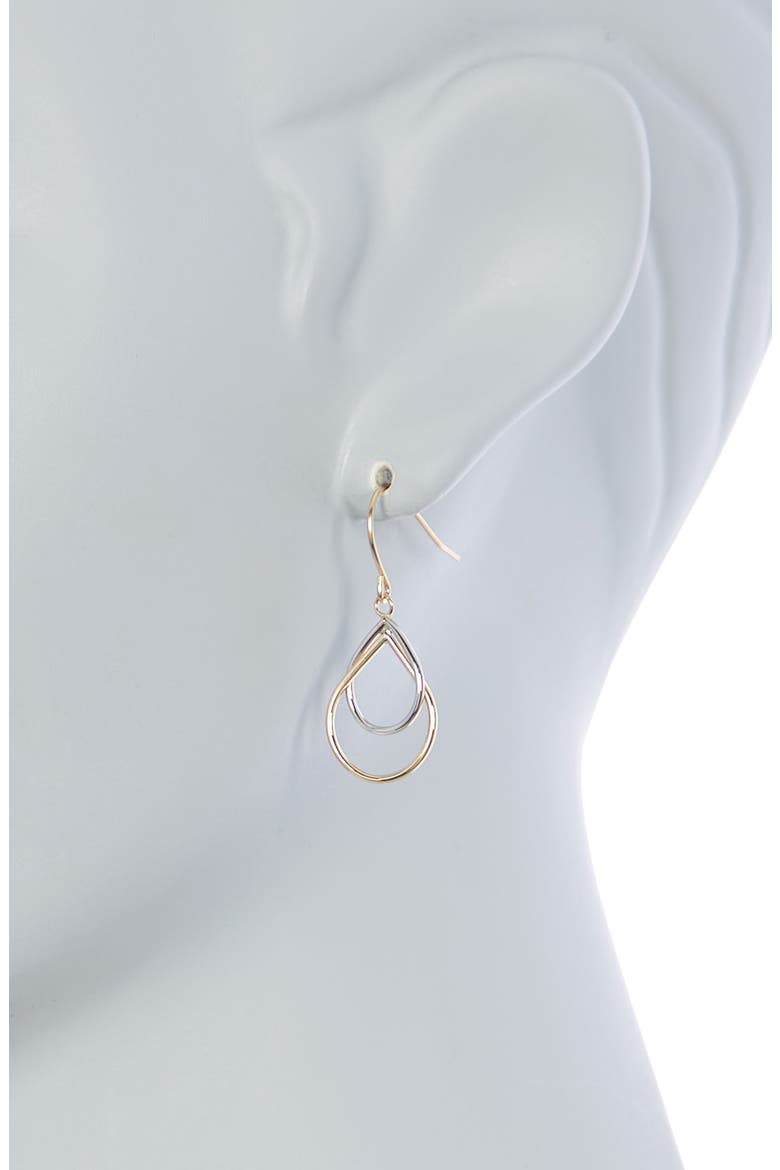 14K Yellow & White Gold Pear Shape Drop Earrings, Alternate, color, yellow and white gold