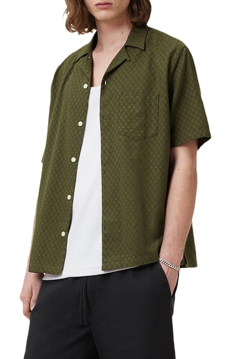AllSaints Kylo Camp Shirt, Alternate, color, Kelp Green