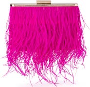 Olga Berg Ostrich Feather Embellished Clutch