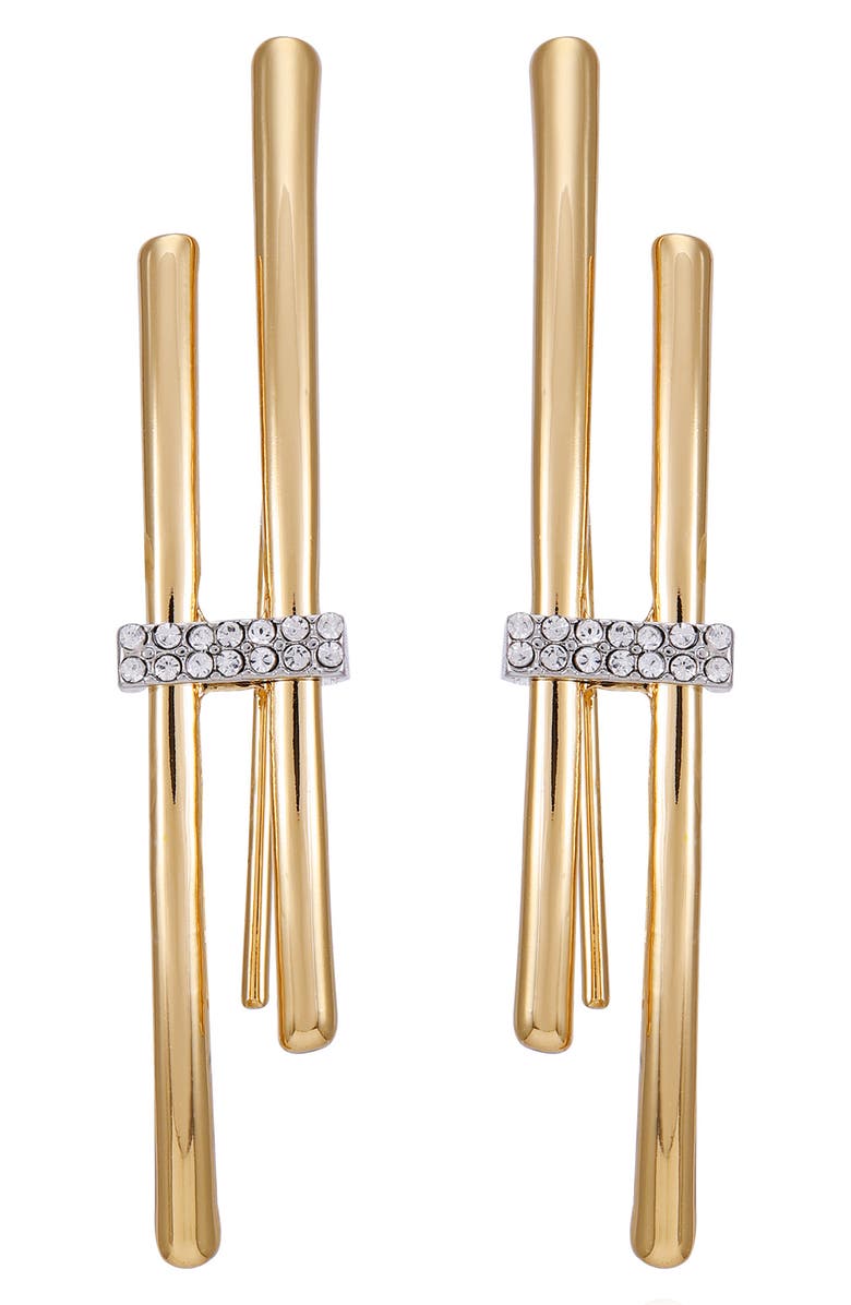 Vince Camuto Crystal Pavé Fish Hook Earrings, Main, color, Gold Tone