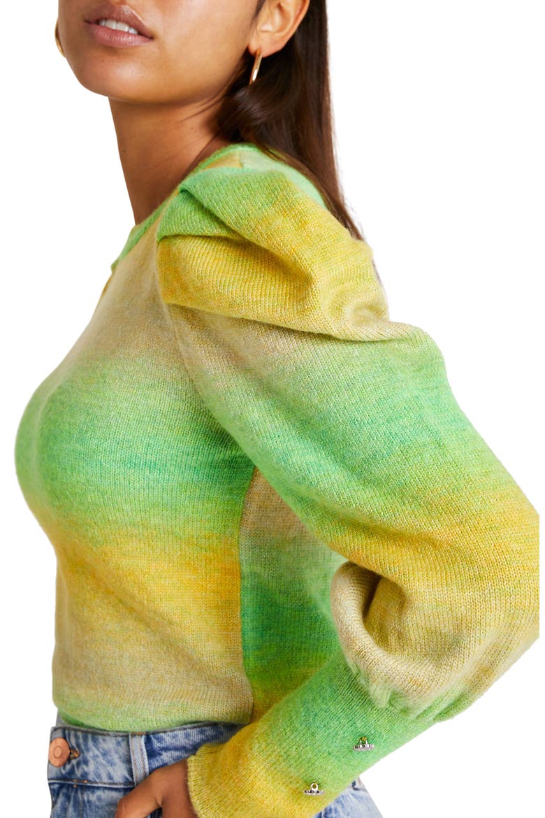 Ombré Stripe Sweater, Alternate, color, BRIGHT GREEN
