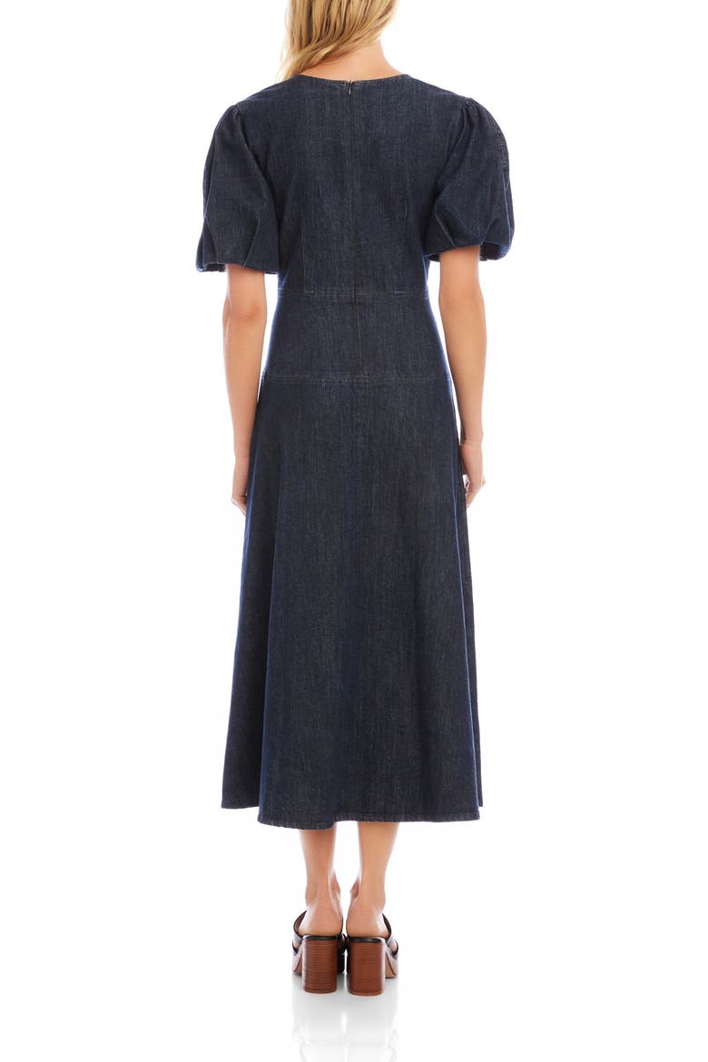 Denim Puff Sleeve A-Line Dress, Alternate, color, DENIM