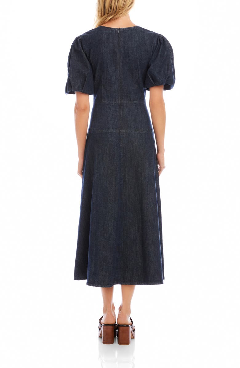 Karen Kane Denim Puff Sleeve A-Line Dress, Alternate, color, Denim
