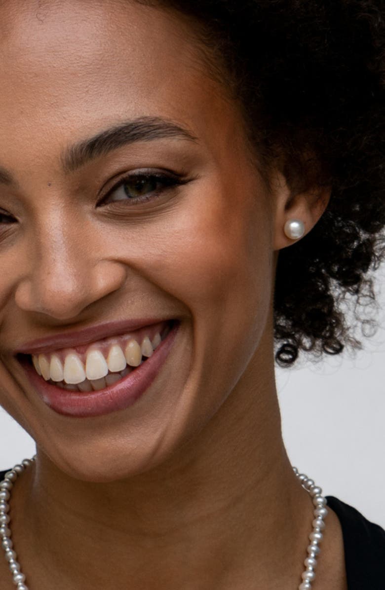 Dower & Hall White Timeless Freshwater Pearl Studs, Alternate, color, Sterling Silver