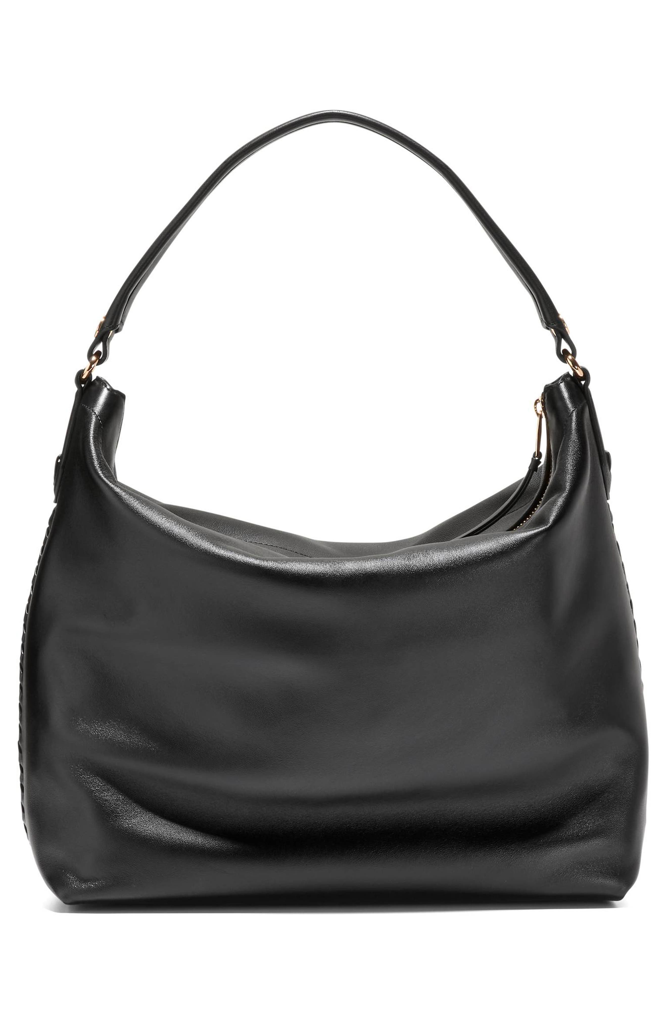 Cole Haan Isabella Leather Hobo Bag, Alternate, color, Black