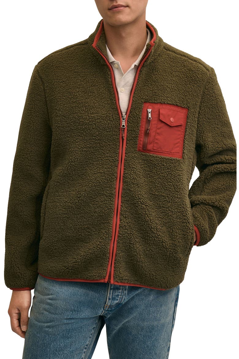 Teddy Fleece Zip Jacket, Main, color, GREEN BROWN HTR