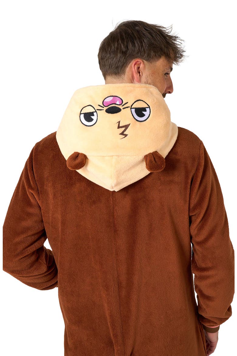 Otter Hooded Fleece Costume Jumpsuit, Alternate, color, BEIGE