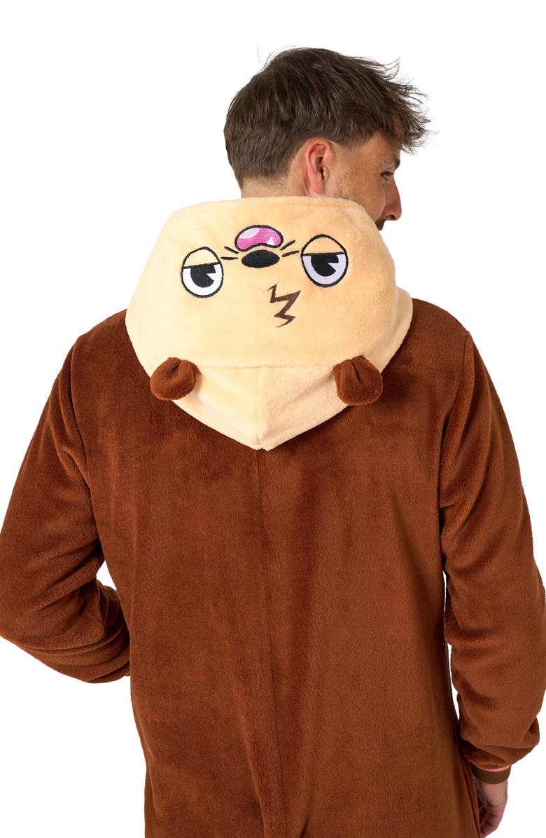 OppoSuits Otter Hooded Fleece Costume Jumpsuit, Alternate, color, Beige
