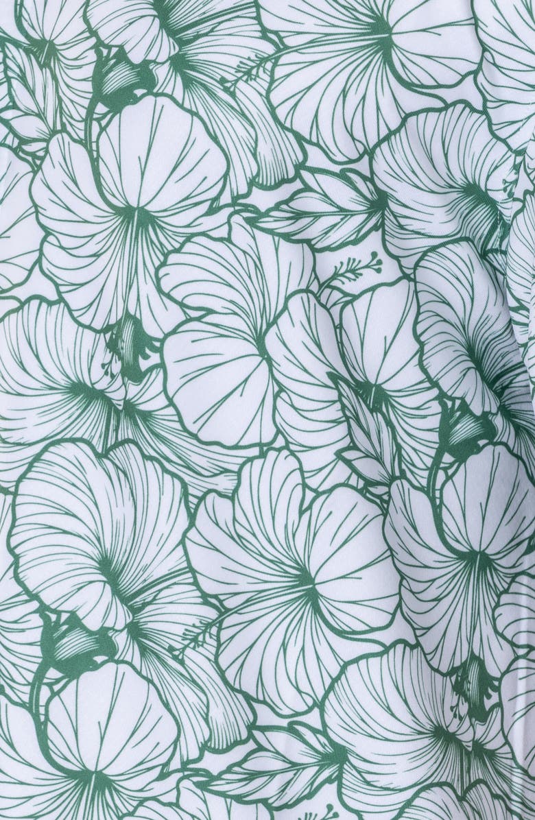 VAST Hibiscus Print Floral Short Sleeve Performance Button-Up Shirt, Alternate, color, Green