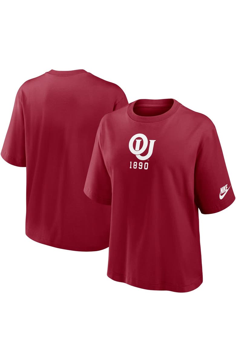 Nike Women's Nike Crimson Oklahoma Sooners Boxy Legacy Established T-Shirt, Alternate, color, Crimson