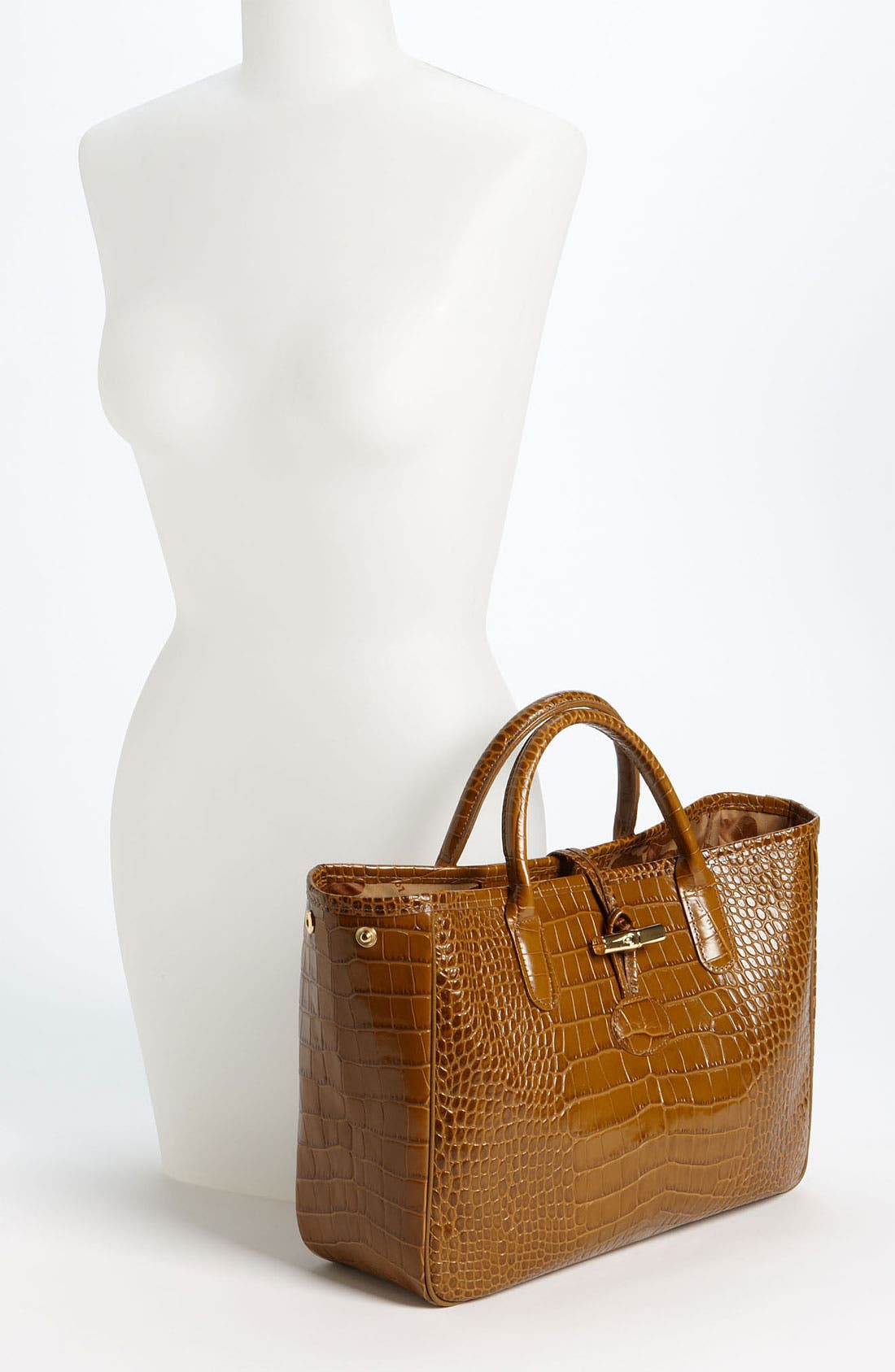 Longchamp 'Roseau' Croc Embossed Tote, Alternate, color, 