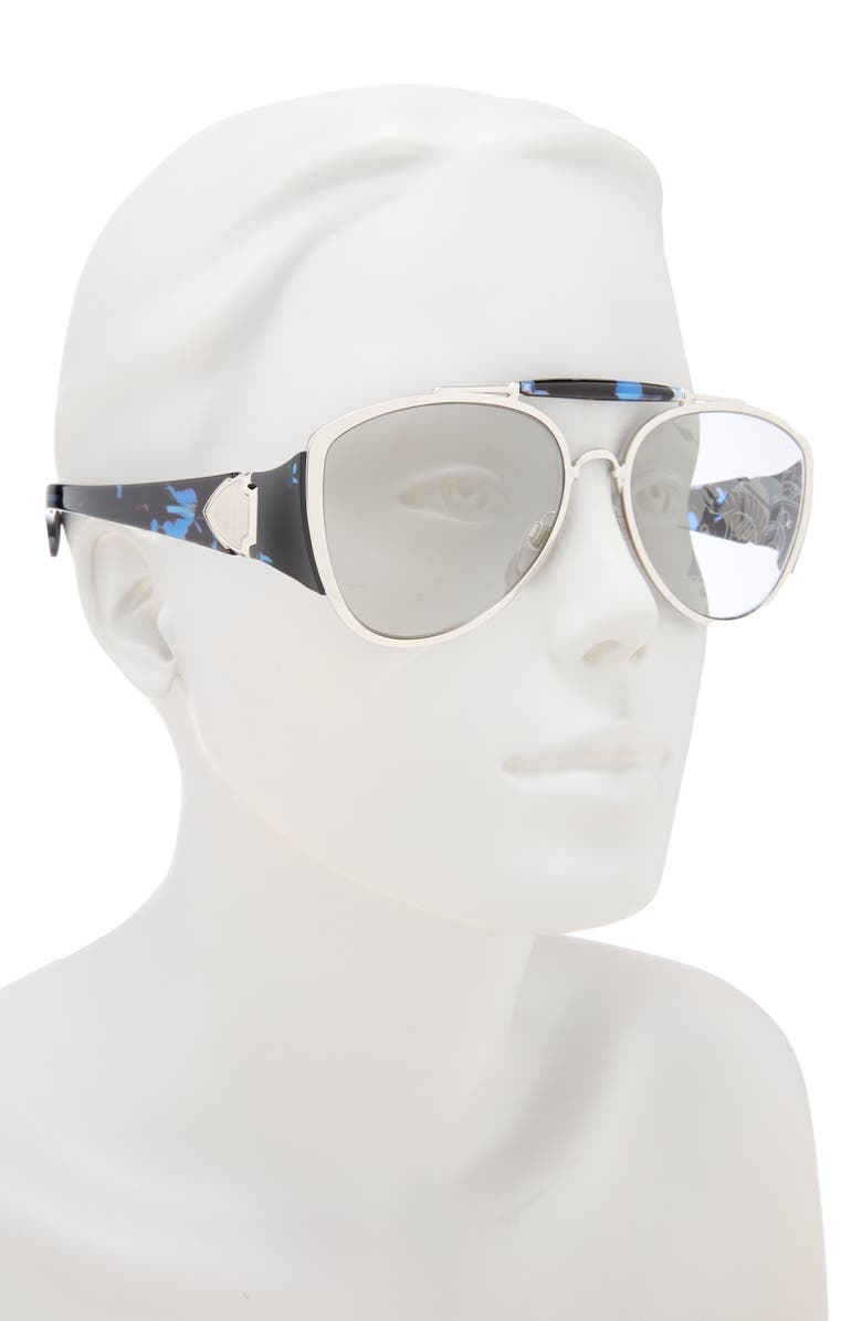 Burberry 60mm Pilot Sunglasses, Alternate, color, Silver